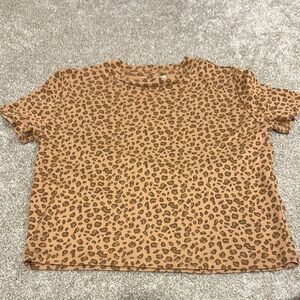 Topshop Animal Print Top in Brown
